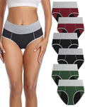 Jade Bufferfly Leakproof Incontinence Underwear for Women, Washable Reusable Cotton Briefs with Heavy Absorbency 50¨C200ml, Bladder Control Panties for Postpartum, Menopause (Multi Color 6pcs, Large)