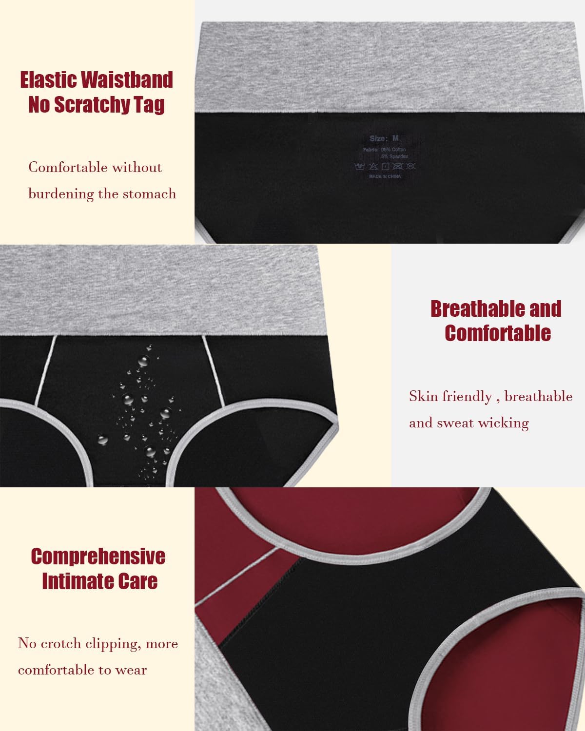 Jade Butterfly Leakproof Underwear for Women,Washable Reusable Briefs