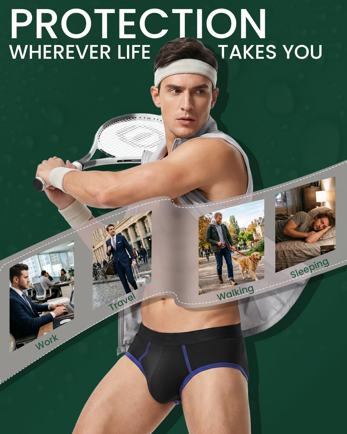 Jade Butterfly Incontinence Underwear for Men, Mens Underwear Briefs£¬3 Pack (Medium)